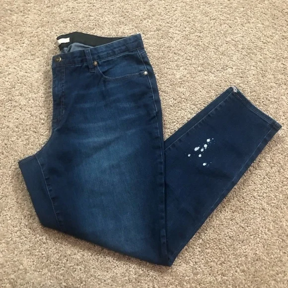 NWOT No-gap Skinny Jeans Paint/Bleach Splatter 16W - Picture 3 of 15